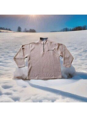 ✅Foot Locker Men Sweatshirt 2XL Beige 1/4 Zip Pocket Fleece Long Sleeve Pullover